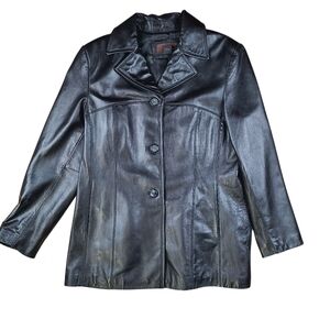 Siena Size XL Women's Black Leather Jacket Coat Winter Trendy